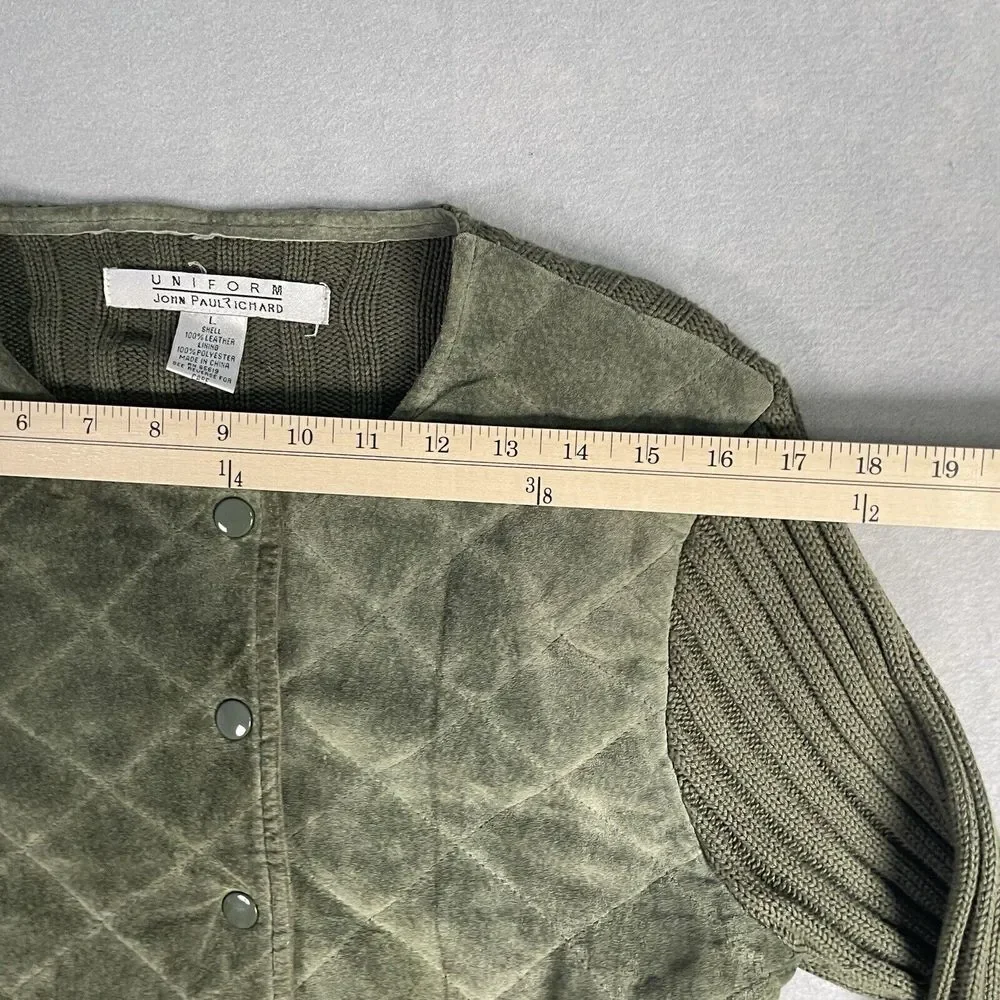Uniform‎ John Paul Richard Suede Pull Over Sweater Women Green Large Crop Top